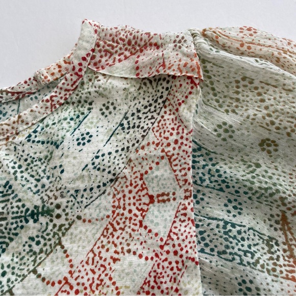 Anthropologie Eri + Ali Briony Batwing Sleeve Top Green, Orange, Blue and Ivory - Picture 13 of 16